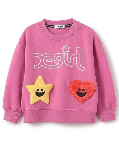 X-girl Stages（エックスガールステージス）の「キラッキートレーナー（スウェット・キッズ・ネイビー/ピンク・90cm/110cm/100cm/120cm）」の3枚目の写真