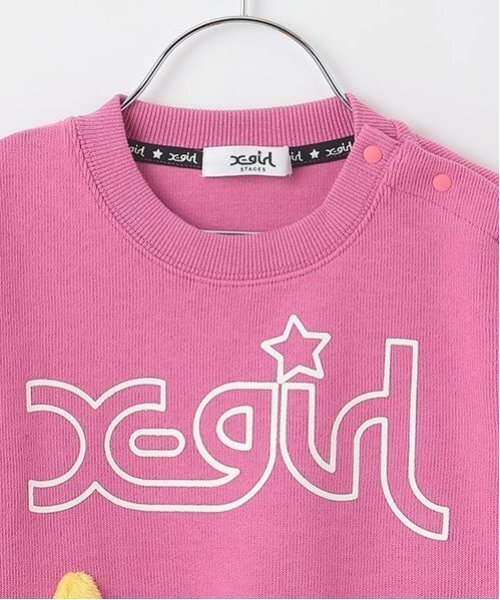 X-girl Stages（エックスガールステージス）の「キラッキートレーナー（スウェット・キッズ・ネイビー/ピンク・90cm/110cm/100cm/120cm）」の5枚目の写真