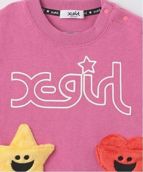 X-girl Stages（エックスガールステージス）の「キラッキートレーナー（スウェット・キッズ・ネイビー/ピンク・90cm/110cm/100cm/120cm）」の6枚目の写真