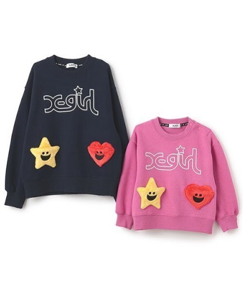 X-girl Stages（エックスガールステージス）の「キラッキートレーナー（スウェット・キッズ・ネイビー/ピンク・90cm/110cm/100cm/120cm）」の11枚目の写真