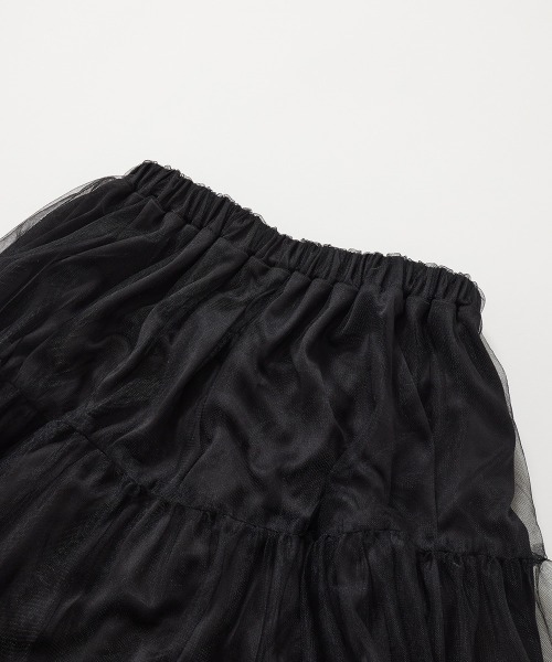 devirock（デビロック）の「チュールギャザー ロングスカート（スカート・キッズ・オフホワイト/ブラック・150cm/160cm/110cm/120cm/130cm/140cm）」の7枚目の写真