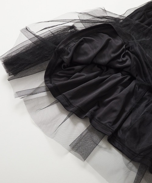 devirock（デビロック）の「チュールギャザー ロングスカート（スカート・キッズ・オフホワイト/ブラック・150cm/160cm/110cm/120cm/130cm/140cm）」の8枚目の写真