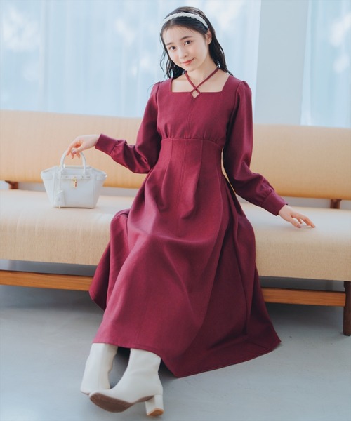 WILLSELECTION（ウィルセレクション）の「クロスネックフレアワンピース（ワンピース・レディース・チャコールグレー/ダークブラウン/ボルドー・FREE）」の16枚目の写真