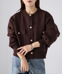 スポンディッシュ金ボタンショートカーデ
