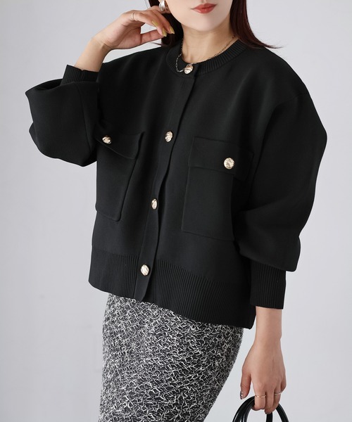 Riberry（リベリー）の「スポンディッシュ金ボタンショートカーデ（カーディガン/ボレロ・レディース・オフホワイト/ブラック/グレイッシュベージュ/ブラウン・FREE）」の22枚目の写真