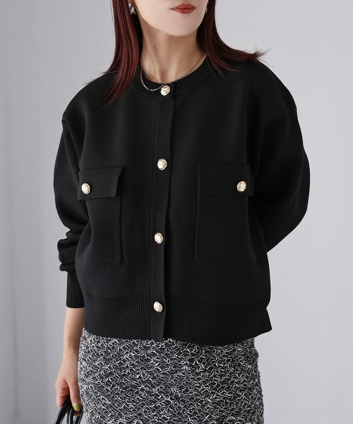 Riberry（リベリー）の「スポンディッシュ金ボタンショートカーデ（カーディガン/ボレロ・レディース・オフホワイト/ブラック/グレイッシュベージュ/ブラウン・FREE）」の20枚目の写真