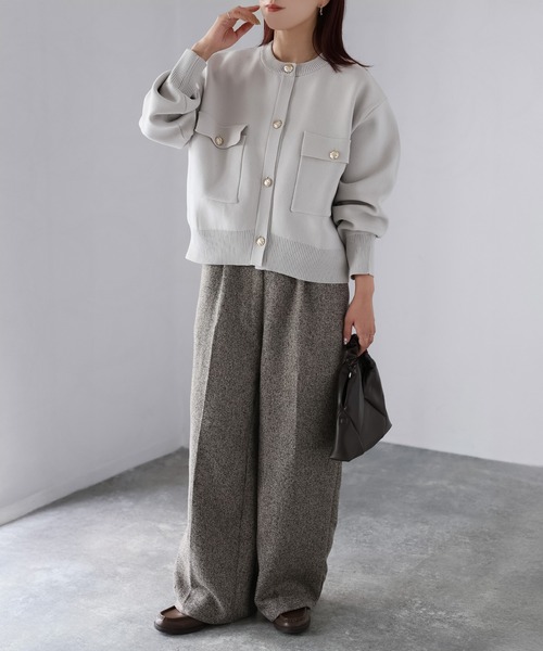 セール】スポンディッシュ金ボタンショートカーデ（カーディガン