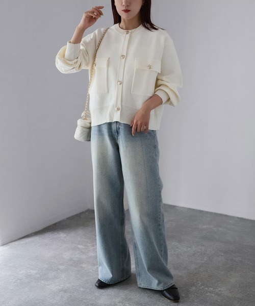 Riberry(リベリー)の「スポンディッシュ金ボタンショートカーデ(カーディガン/ボレロ・レディース・オフホワイト/ブラック/グレイッシュベージュ/ブラウン・FREE)」の18枚目の写真