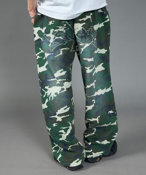 【SEQUENZ（シークエンズ）】LOGO APPLIQUE SWEAT PANTS / フェード スウェット オーバーサイズ ヴィンテージライク 裏起毛 ≪SET UP着用可能≫（スウェットパンツ）｜SEQUENZ（シークエンズ）