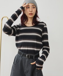 マルチボーダーフィットロングスリーブTEE