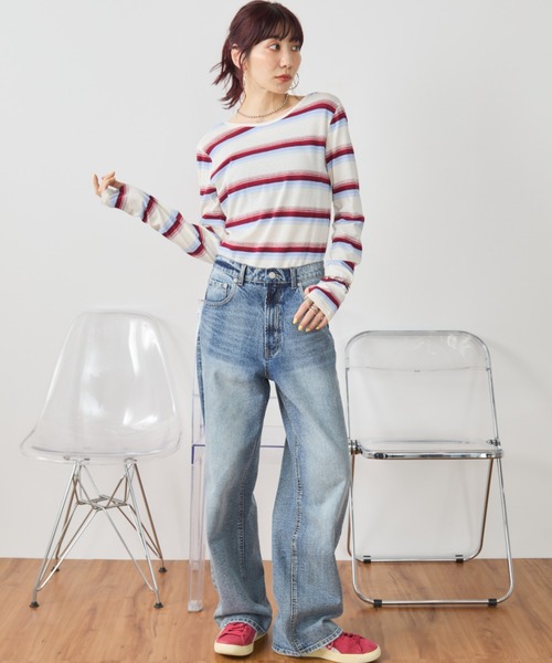 Auntie Rosa Holiday(アンティローザホリデー)の「マルチボーダーフィットロングスリーブTEE(Tシャツ/カットソー・レディース・オフホワイト/ブラック・FREE)」の8枚目の写真