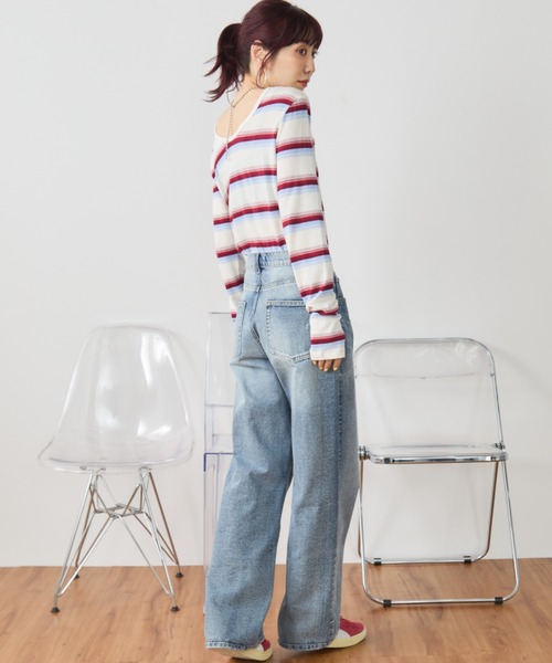 Auntie Rosa Holiday(アンティローザホリデー)の「マルチボーダーフィットロングスリーブTEE(Tシャツ/カットソー・レディース・オフホワイト/ブラック・FREE)」の10枚目の写真