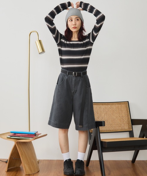 Auntie Rosa Holiday(アンティローザホリデー)の「マルチボーダーフィットロングスリーブTEE(Tシャツ/カットソー・レディース・オフホワイト/ブラック・FREE)」の19枚目の写真