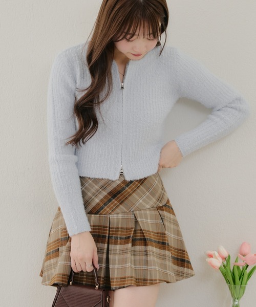 Another Branch olive des olive（アナザーブランチオリーブデオリーブ）の「ラメフェザーＷＺＩＰニット（ニット/セーター・レディース・サックスブルー/アイボリー/ラベンダー/スミクロ・FREE）」の3枚目の写真