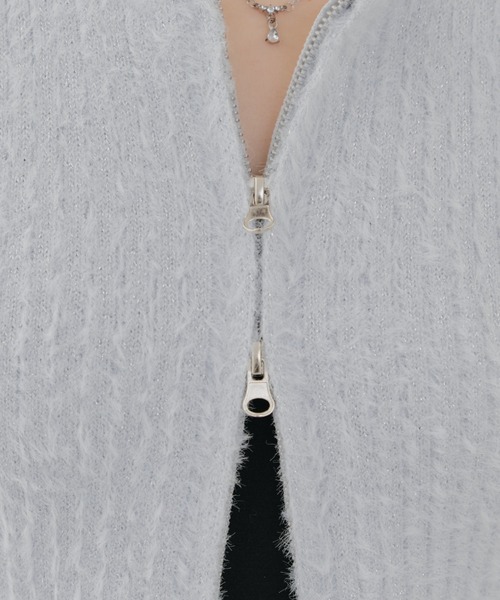 Another Branch olive des olive（アナザーブランチオリーブデオリーブ）の「ラメフェザーＷＺＩＰニット（ニット/セーター・レディース・サックスブルー/アイボリー/ラベンダー/スミクロ・FREE）」の5枚目の写真