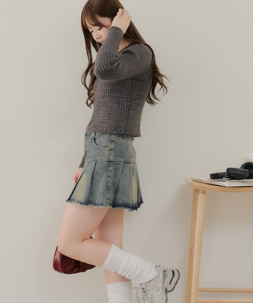 Another Branch olive des olive（アナザーブランチオリーブデオリーブ）の「ラメフェザーＷＺＩＰニット（ニット/セーター・レディース・サックスブルー/アイボリー/ラベンダー/スミクロ・FREE）」の9枚目の写真