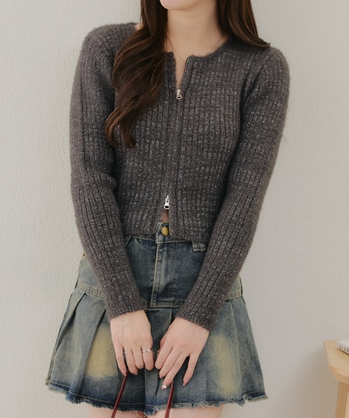 Another Branch olive des olive（アナザーブランチオリーブデオリーブ）の「ラメフェザーＷＺＩＰニット（ニット/セーター・レディース・サックスブルー/アイボリー/ラベンダー/スミクロ・FREE）」の11枚目の写真