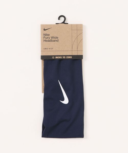 NIKE(ナイキ)の「《NIKEアパレル》Dri-Fitフューリーワイドヘッドバンド(ヘアバンド・メンズ・ブラック×ホワイト/ネイビー系・フリー)」の2枚目の写真