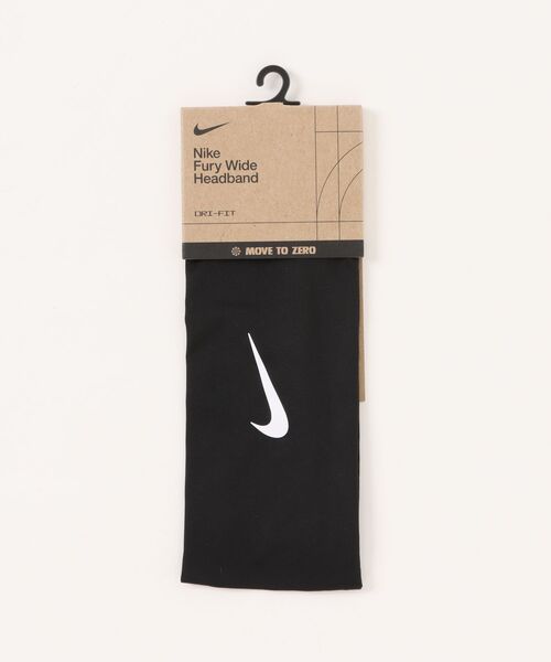 NIKE(ナイキ)の「《NIKEアパレル》Dri-Fitフューリーワイドヘッドバンド(ヘアバンド・メンズ・ブラック×ホワイト/ネイビー系・フリー)」の1枚目の写真