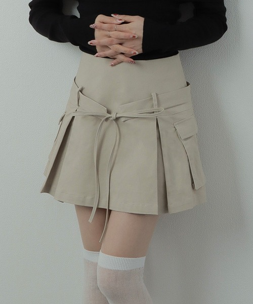 M DOLLY(エムドリー)の「*M DOLLY original* ribbon cargo skirt/リボンカーゴスカート(スカート・レディース・グレー/ブラック/ベージュ・S/FREE)」の1枚目の写真