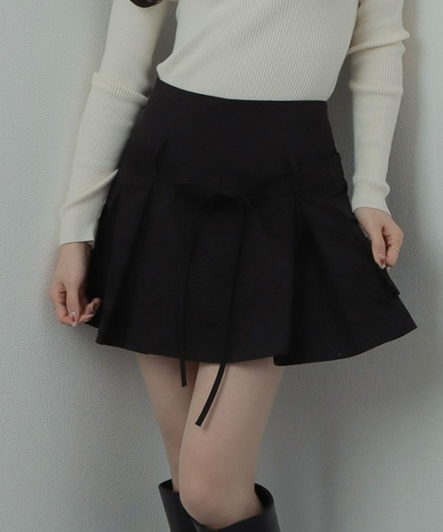 M DOLLY(エムドリー)の「*M DOLLY original* ribbon cargo skirt/リボンカーゴスカート(スカート・レディース・グレー/ブラック/ベージュ・S/FREE)」の2枚目の写真