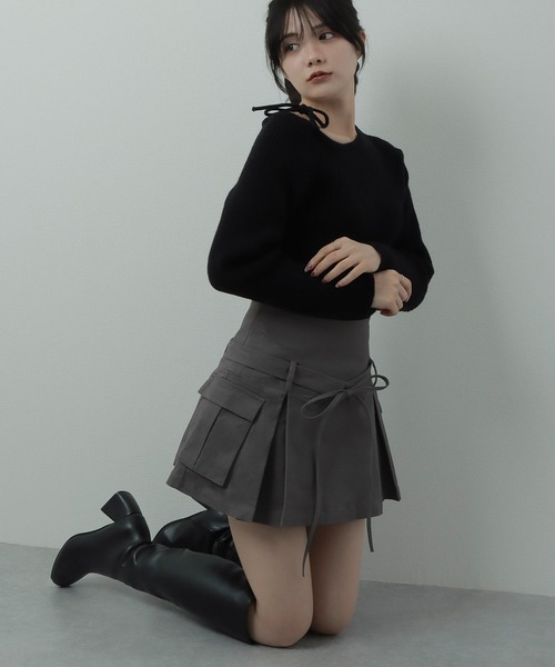 M DOLLY(エムドリー)の「*M DOLLY original* ribbon cargo skirt/リボンカーゴスカート(スカート・レディース・グレー/ブラック/ベージュ・S/FREE)」の19枚目の写真
