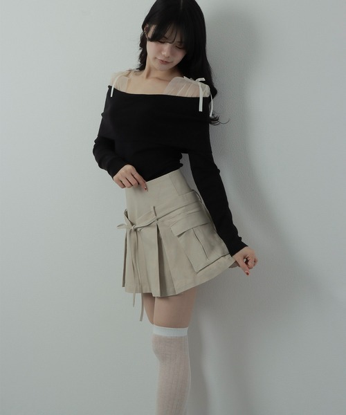 M DOLLY(エムドリー)の「*M DOLLY original* ribbon cargo skirt/リボンカーゴスカート(スカート・レディース・グレー/ブラック/ベージュ・S/FREE)」の22枚目の写真