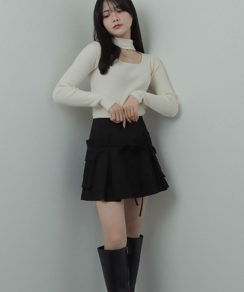 M DOLLY(エムドリー)の「*M DOLLY original* ribbon cargo skirt/リボンカーゴスカート(スカート・レディース・グレー/ブラック/ベージュ・S/FREE)」の5枚目の写真
