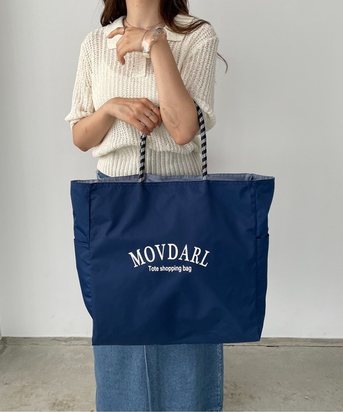 Rough & Swell ネイビー トートバッグ ビッグロゴ・トート 美品 セール】【リバーシブル】 ビッグ ロゴ トートバッグ（トート