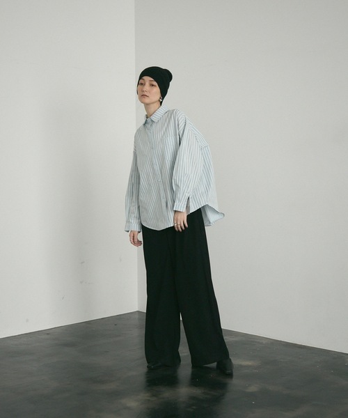 Lutim by u（ルチバイユー）の「Long sleeve striped shirt / ロングスリーブストライプシャツ（シャツ/ブラウス・レディース・イエロー/ベージュ/アイボリー/ブルー/チャコールグレー・FREE）」の19枚目の写真