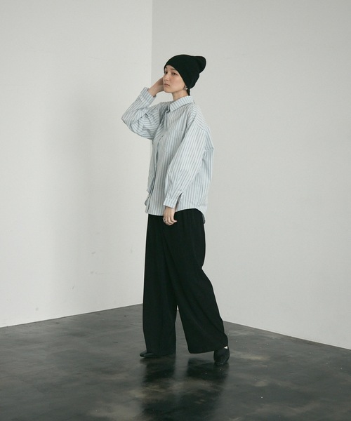 Lutim by u（ルチバイユー）の「Long sleeve striped shirt / ロングスリーブストライプシャツ（シャツ/ブラウス・レディース・イエロー/ベージュ/アイボリー/ブルー/チャコールグレー・FREE）」の20枚目の写真