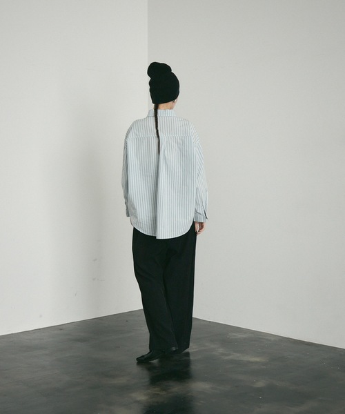 Lutim by u（ルチバイユー）の「Long sleeve striped shirt / ロングスリーブストライプシャツ（シャツ/ブラウス・レディース・イエロー/ベージュ/アイボリー/ブルー/チャコールグレー・FREE）」の17枚目の写真