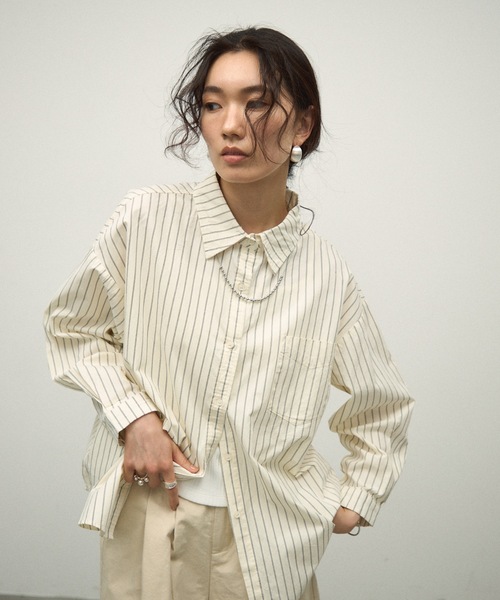ArgueCulture冷感ルーズシャツ ロング ストライプ ロンドンストライプ ロングシャツ（シャツ・ブラウス