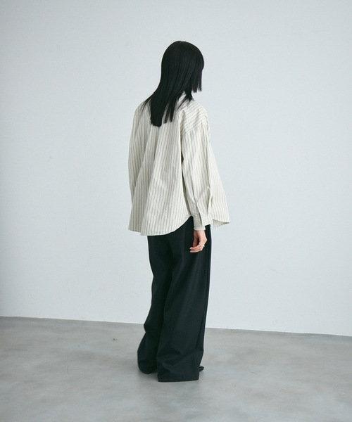 Lutim by u（ルチバイユー）の「Long sleeve striped shirt / ロングスリーブストライプシャツ（シャツ/ブラウス・レディース・イエロー/ベージュ/アイボリー/ブルー/チャコールグレー・FREE）」の22枚目の写真