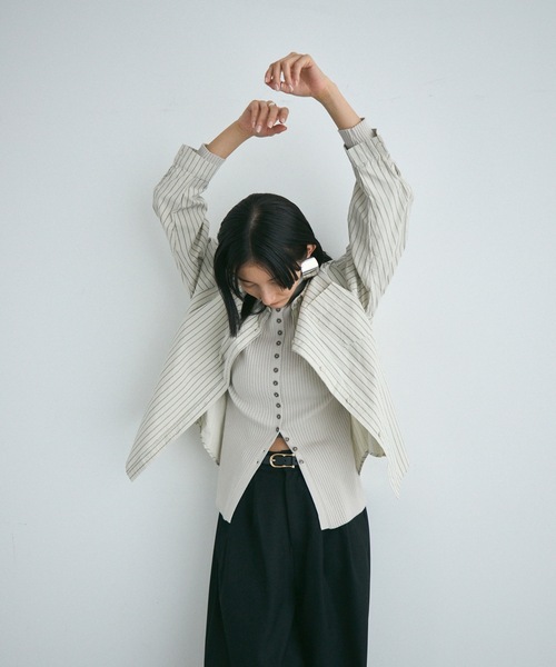 Lutim by u（ルチバイユー）の「Long sleeve striped shirt / ロングスリーブストライプシャツ（シャツ/ブラウス・レディース・イエロー/ベージュ/アイボリー/ブルー/チャコールグレー・FREE）」の18枚目の写真