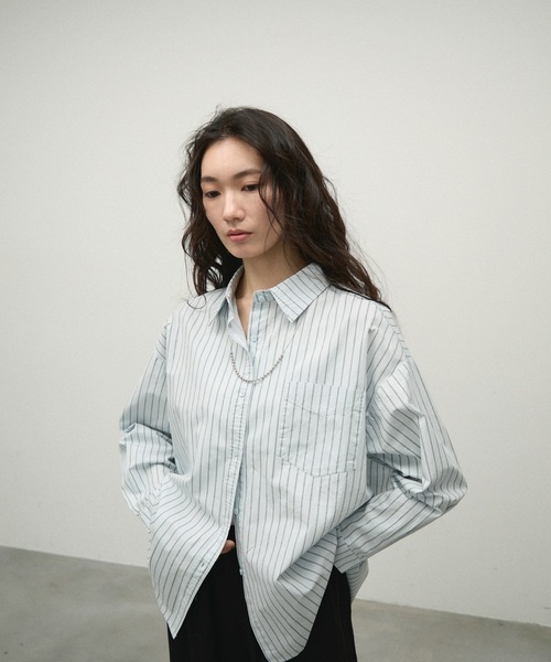 ArgueCulture冷感ルーズシャツ ロング ストライプ ロンドンストライプ ロングシャツ（シャツ・ブラウス