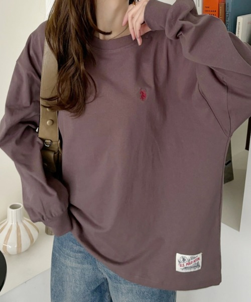 U.S. POLO ASSN.(ユーエスポロアッスン)の「U.S. POLO ASSN. 裾タグ 袖口リブ ロンT(Tシャツ/カットソー・レディース・スミクロ/アイボリー/ベージュ・L/M/S)」の2枚目の写真