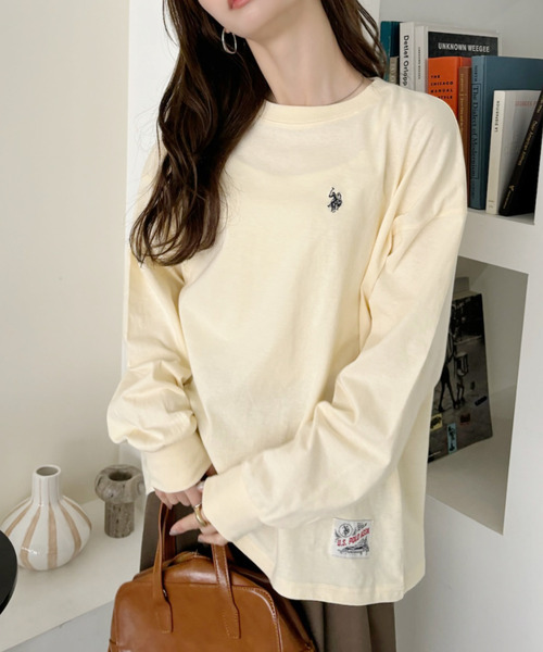 U.S. POLO ASSN.(ユーエスポロアッスン)の「U.S. POLO ASSN. 裾タグ 袖口リブ ロンT(Tシャツ/カットソー・レディース・スミクロ/アイボリー/ベージュ・L/M/S)」の16枚目の写真