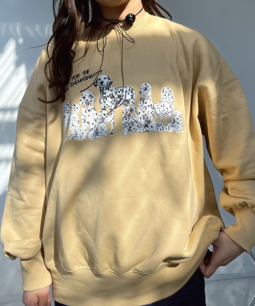 AS KNOW AS plus（アズノゥアズプラス）の「●ドッグプリントとワンポイントロゴ刺繍スウェットプルオーバー（スウェット・レディース・杢グレー/スミクロ/ライトイエロー・FREE）」の11枚目の写真