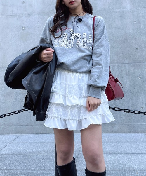 AS KNOW AS plus（アズノゥアズプラス）の「●ドッグプリントとワンポイントロゴ刺繍スウェットプルオーバー（スウェット・レディース・杢グレー/スミクロ/ライトイエロー・FREE）」の15枚目の写真