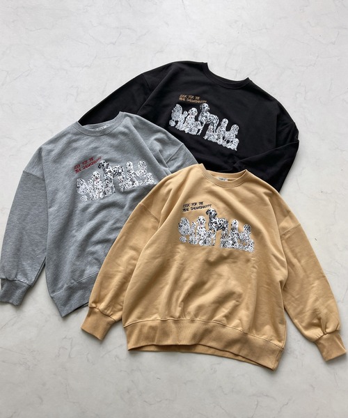 AS KNOW AS plus（アズノゥアズプラス）の「●ドッグプリントとワンポイントロゴ刺繍スウェットプルオーバー（スウェット・レディース・杢グレー/スミクロ/ライトイエロー・FREE）」の19枚目の写真