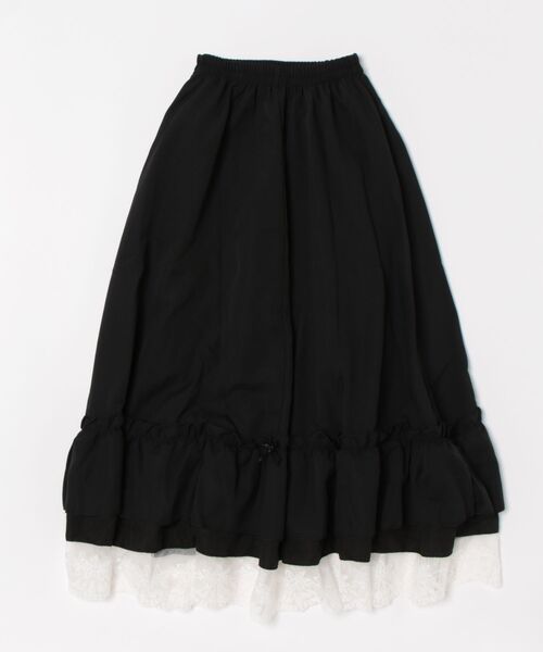 Mayree（メイリー）の「【Mayree】レース切替 リボン ティアード ロングスカート（スカート・レディース・ブラック/ホワイト・SMALL/MEDIUM/LARGE）」の11枚目の写真