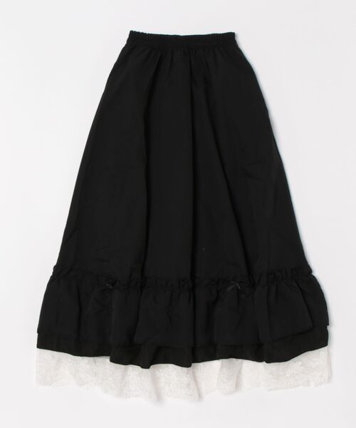 Mayree（メイリー）の「【Mayree】レース切替 リボン ティアード ロングスカート（スカート・レディース・ブラック/ホワイト・SMALL/MEDIUM/LARGE）」の10枚目の写真