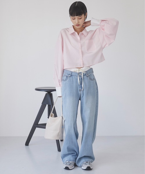 ANGIE(アンジー)の「ダブルウエスト デニムパンツ(デニムパンツ・レディース・ブラック/サックスブルー・SMALL/MEDIUM)」の9枚目の写真