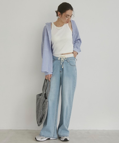 ANGIE(アンジー)の「ダブルウエスト デニムパンツ(デニムパンツ・レディース・ブラック/サックスブルー・SMALL/MEDIUM)」の7枚目の写真
