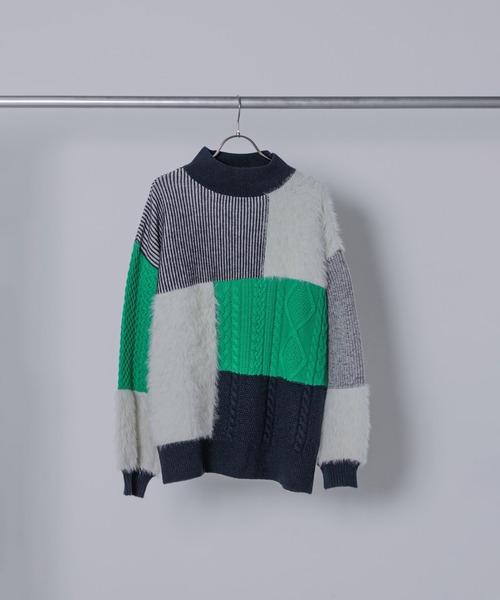 ROSE BUD(ローズバッド)の「ブロッキングニット(ニット/セーター・レディース・ブルー/グリーン/ピンク・ONE SIZE)」の15枚目の写真