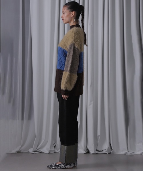 ROSE BUD(ローズバッド)の「ブロッキングニット(ニット/セーター・レディース・ブルー/グリーン/ピンク・ONE SIZE)」の17枚目の写真