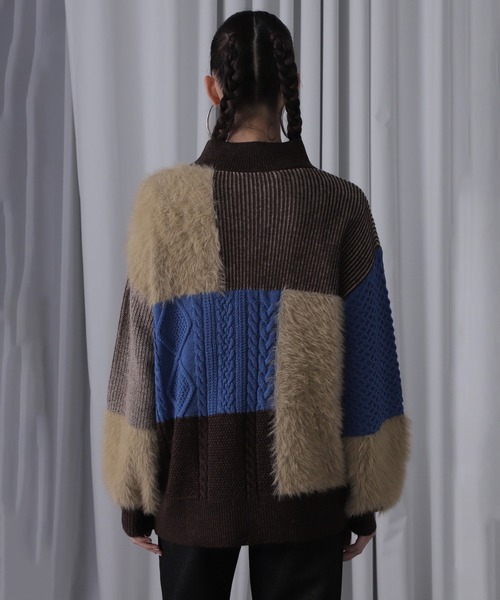 ROSE BUD(ローズバッド)の「ブロッキングニット(ニット/セーター・レディース・ブルー/グリーン/ピンク・ONE SIZE)」の21枚目の写真