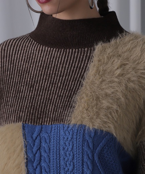 ROSE BUD(ローズバッド)の「ブロッキングニット(ニット/セーター・レディース・ブルー/グリーン/ピンク・ONE SIZE)」の22枚目の写真