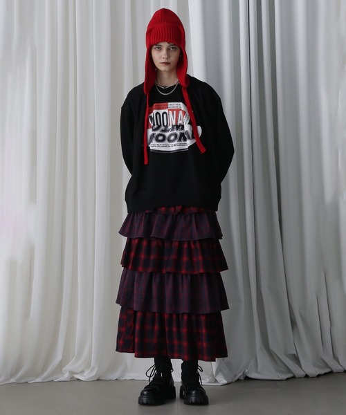 ROSE BUD(ローズバッド)の「(OKIRAKU×ROSEBUD)PANEL GRAPHIC SWEAT(スウェット・レディース・ブラック/グレー・ONE SIZE)」の3枚目の写真
